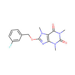 Cn1c(=O)c2c(nc(OCc3cccc(F)c3)n2C)n(C)c1=O ZINC000045373200