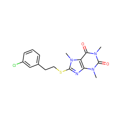 Cn1c(=O)c2c(nc(SCCc3cccc(Cl)c3)n2C)n(C)c1=O ZINC000095559988