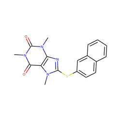 Cn1c(=O)c2c(nc(Sc3ccc4ccccc4c3)n2C)n(C)c1=O ZINC000073200282