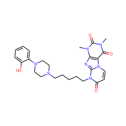 Cn1c(=O)c2c(nc3n(CCCCCN4CCN(c5ccccc5O)CC4)c(=O)ccn23)n(C)c1=O ZINC000299857542