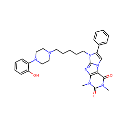 Cn1c(=O)c2c(nc3n(CCCCCN4CCN(c5ccccc5O)CC4)c(-c4ccccc4)cn23)n(C)c1=O ZINC000299864227