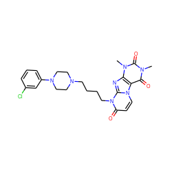 Cn1c(=O)c2c(nc3n(CCCCN4CCN(c5cccc(Cl)c5)CC4)c(=O)ccn23)n(C)c1=O ZINC000103208007