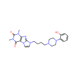 Cn1c(=O)c2c(nc3n(CCCCN4CCN(c5ccccc5O)CC4)ccn23)n(C)c1=O ZINC000299862944