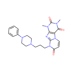 Cn1c(=O)c2c(nc3n(CCCN4CCN(c5ccccc5)CC4)c(=O)ccn23)n(C)c1=O ZINC000026639958