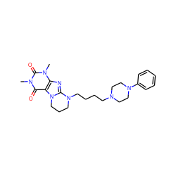 Cn1c(=O)c2c(nc3n2CCCN3CCCCN2CCN(c3ccccc3)CC2)n(C)c1=O ZINC000026577430