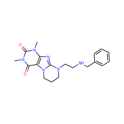 Cn1c(=O)c2c(nc3n2CCCN3CCNCc2ccccc2)n(C)c1=O ZINC000028872466