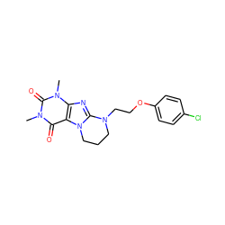 Cn1c(=O)c2c(nc3n2CCCN3CCOc2ccc(Cl)cc2)n(C)c1=O ZINC000013554881