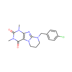 Cn1c(=O)c2c(nc3n2CCCN3Cc2ccc(Cl)cc2)n(C)c1=O ZINC000013554875