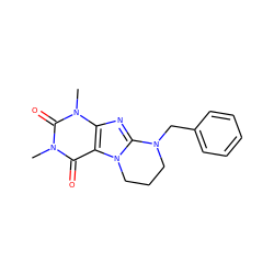 Cn1c(=O)c2c(nc3n2CCCN3Cc2ccccc2)n(C)c1=O ZINC000005084182