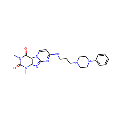 Cn1c(=O)c2c(nc3nc(NCCCN4CCN(c5ccccc5)CC4)ccn32)n(C)c1=O ZINC000013560945