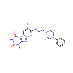 Cn1c(=O)c2c(nc3nc(NCCN4CCN(c5ccccc5)CC4)c(Br)cn32)n(C)c1=O ZINC000013560948