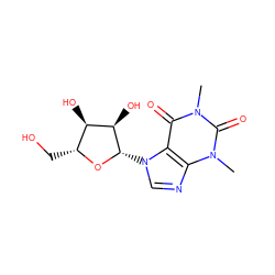 Cn1c(=O)c2c(ncn2[C@@H]2O[C@H](CO)[C@@H](O)[C@H]2O)n(C)c1=O ZINC000012405722