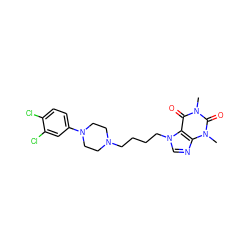 Cn1c(=O)c2c(ncn2CCCCN2CCN(c3ccc(Cl)c(Cl)c3)CC2)n(C)c1=O ZINC000299819361