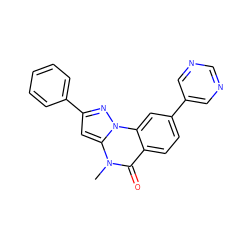 Cn1c(=O)c2ccc(-c3cncnc3)cc2n2nc(-c3ccccc3)cc12 ZINC000169350984