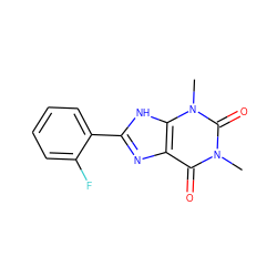 Cn1c(=O)c2nc(-c3ccccc3F)[nH]c2n(C)c1=O ZINC000006188073