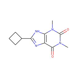 Cn1c(=O)c2nc(C3CCC3)[nH]c2n(C)c1=O ZINC000017380896