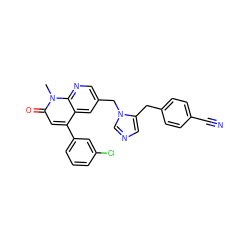 Cn1c(=O)cc(-c2cccc(Cl)c2)c2cc(Cn3cncc3Cc3ccc(C#N)cc3)cnc21 ZINC000014955776