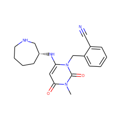 Cn1c(=O)cc(N[C@@H]2CCCCNC2)n(Cc2ccccc2C#N)c1=O ZINC000036423521