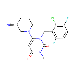 Cn1c(=O)cc(N2CCC[C@@H](N)C2)n(Cc2c(F)ccc(F)c2Cl)c1=O ZINC000038331517