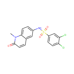 Cn1c(=O)ccc2cc(NS(=O)(=O)c3ccc(Cl)c(Cl)c3)ccc21 ZINC001772571972