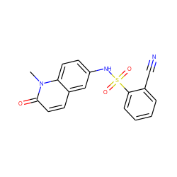 Cn1c(=O)ccc2cc(NS(=O)(=O)c3ccccc3C#N)ccc21 ZINC001772590591