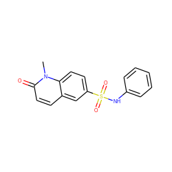 Cn1c(=O)ccc2cc(S(=O)(=O)Nc3ccccc3)ccc21 ZINC001772570862