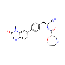 Cn1c(=O)cnc2ccc(-c3ccc(C[C@@H](C#N)NC(=O)[C@@H]4CNCCCO4)cc3)cc21 ZINC001772581619