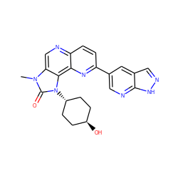 Cn1c(=O)n([C@H]2CC[C@H](O)CC2)c2c3nc(-c4cnc5[nH]ncc5c4)ccc3ncc21 ZINC000261169774