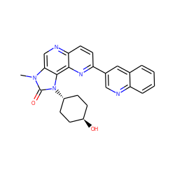 Cn1c(=O)n([C@H]2CC[C@H](O)CC2)c2c3nc(-c4cnc5ccccc5c4)ccc3ncc21 ZINC000261131166