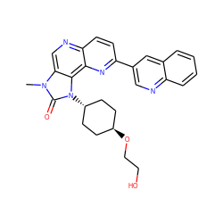 Cn1c(=O)n([C@H]2CC[C@H](OCCO)CC2)c2c3nc(-c4cnc5ccccc5c4)ccc3ncc21 ZINC000261146238