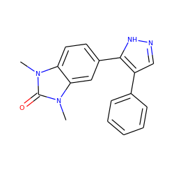 Cn1c(=O)n(C)c2cc(-c3[nH]ncc3-c3ccccc3)ccc21 ZINC000014958549