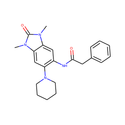 Cn1c(=O)n(C)c2cc(N3CCCCC3)c(NC(=O)Cc3ccccc3)cc21 ZINC000020178421