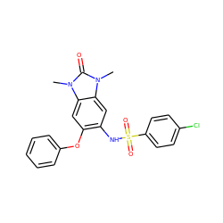 Cn1c(=O)n(C)c2cc(Oc3ccccc3)c(NS(=O)(=O)c3ccc(Cl)cc3)cc21 ZINC000064591902