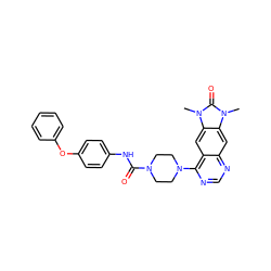 Cn1c(=O)n(C)c2cc3c(N4CCN(C(=O)Nc5ccc(Oc6ccccc6)cc5)CC4)ncnc3cc21 ZINC000013528794