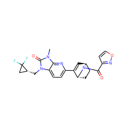 Cn1c(=O)n(C[C@@H]2CC2(F)F)c2ccc(C3=C[C@H]4CC[C@H]3CN4C(=O)c3ccon3)nc21 ZINC000208800774