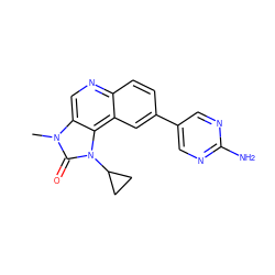 Cn1c(=O)n(C2CC2)c2c3cc(-c4cnc(N)nc4)ccc3ncc21 ZINC001772579770