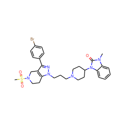 Cn1c(=O)n(C2CCN(CCCn3nc(-c4ccc(Br)cc4)c4c3CCN(S(C)(=O)=O)C4)CC2)c2ccccc21 ZINC000028344972