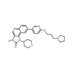 Cn1c(=O)n(C2CCOCC2)c2c3cc(-c4ccc(OCCCN5CCCC5)nc4)ccc3ncc21 ZINC001772649172