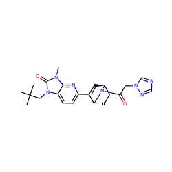 Cn1c(=O)n(CC(C)(C)C)c2ccc(C3=C[C@H]4CC[C@H]3CN4C(=O)Cn3cncn3)nc21 ZINC000145196745