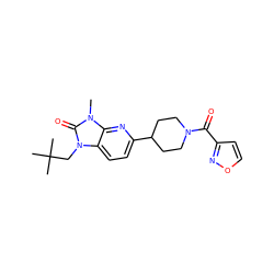 Cn1c(=O)n(CC(C)(C)C)c2ccc(C3CCN(C(=O)c4ccon4)CC3)nc21 ZINC000208802780