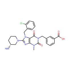 Cn1c(=O)n(Cc2cccc(C(=O)O)c2)c(=O)c2c1nc(N1CCC[C@@H](N)C1)n2Cc1ccccc1Cl ZINC000299865409