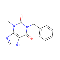 Cn1c(=O)n(Cc2ccccc2)c(=O)c2[nH]cnc21 ZINC000013473616