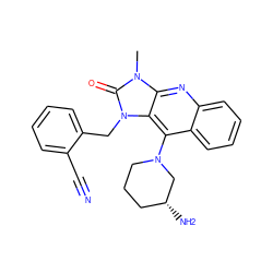 Cn1c(=O)n(Cc2ccccc2C#N)c2c(N3CCC[C@@H](N)C3)c3ccccc3nc21 ZINC000149531677