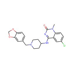 Cn1c(=O)nc(NC2CCN(Cc3ccc4c(c3)OCO4)CC2)c2cc(Cl)ccc21 ZINC000036126679