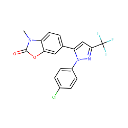 Cn1c(=O)oc2cc(-c3cc(C(F)(F)F)nn3-c3ccc(Cl)cc3)ccc21 ZINC000058591384