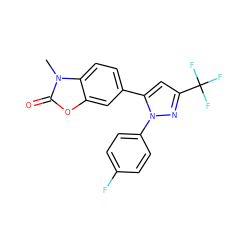 Cn1c(=O)oc2cc(-c3cc(C(F)(F)F)nn3-c3ccc(F)cc3)ccc21 ZINC000058590915