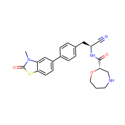 Cn1c(=O)sc2ccc(-c3ccc(C[C@@H](C#N)NC(=O)[C@@H]4CNCCCO4)cc3)cc21 ZINC001772586059