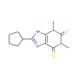 Cn1c(=S)c2nc(C3CCCC3)[nH]c2n(C)c1=S ZINC000100671873