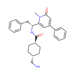 Cn1c([C@@H](Cc2ccccc2)NC(=O)[C@H]2CC[C@H](CN)CC2)cc(-c2ccccc2)cc1=O ZINC000299861727