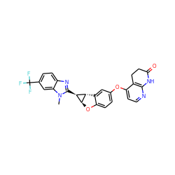 Cn1c([C@@H]2[C@@H]3Oc4ccc(Oc5ccnc6c5CCC(=O)N6)cc4[C@H]32)nc2ccc(C(F)(F)F)cc21 ZINC000150330945